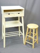 MODERN IKEA STYLE MAKE-UP TABLE/DESK/UTILITY UNIT and a lightwood stool