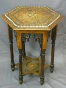 EASTERN INLAID HEXAGONAL TABLE with pierced star undershelf