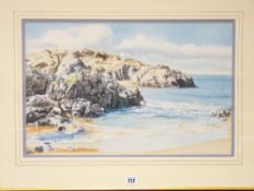 PETER WILLIAMS watercolour - titled 'High Summer, Llanddwyn', signed and dated 91, 33.25cms x 52cms,
