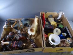 ASSORTMENT OF PORCELAIN DRAY HORSES and decorative items including pottery vases etc