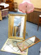 FANCY STANDARD LAMP and two excellent bevel gilt framed wall mirrors and one other