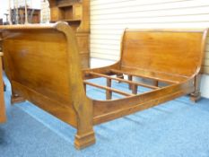WOODEN SLEIGH BED, 4ft 6ins, modern