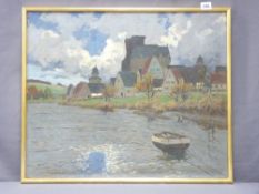 OTTO ACKERMANN (1872-1953) oil on canvas - town of Runkel on the River Lahn, 49.25 x 59.25cms