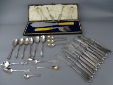 COLLECTION OF SILVER & EPNS CUTLERY, 9.8 troy ozs weighable