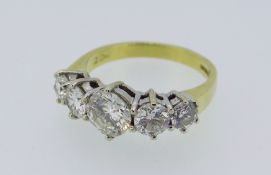 18CT YELLOW GOLD FIVE-STONE GRADUATED DIAMOND RING 1.8-2cts approx. overall Condition Report: