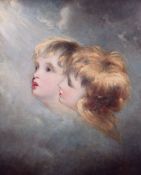 REUBEN SAYERS (1815-1888) oil on canvas - two cherubs' heads within sky background, gazing towards
