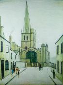 L S LOWRY limited edition (366/850) print - Burford Church published by Grove Galleries, 61 x 46cms