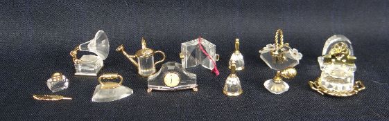 COLLECTION OF BOXED SWAROVSKI CRYSTAL MEMORIES GOLD BOXED GLASS ORNAMENTS