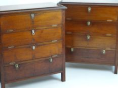 PAIR OF MAHOGANY & OAK SHIP'S CHEST OF DRAWERS with pull-down fronts Provenance: Believed to be from