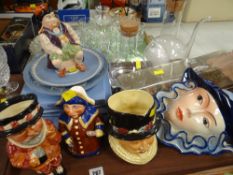 CHARACTER JUGS, Crown Devon wall hanging face mask, Jasperware, commemorative plates, Dartington