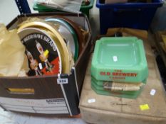 PARCEL OF VINTAGE BRAINS BREWERY TIN ADVERTISING TRAYS, together with a collection of Brains Beers