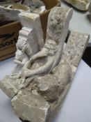 THREE VICTORIAN PLASTER MAQUETTES of animals including monkey, otter and a squirrel, the longest