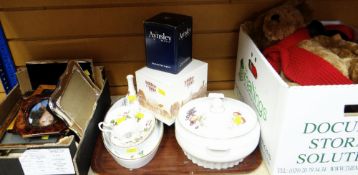 MIXED ITEMS including china, box of photograph frames, Teddy bears, dolls ETC