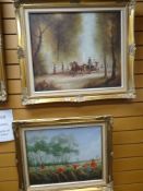 WILCOX EATON oil on canvas - poppies in a corn field, together with a framed oil on canvas,