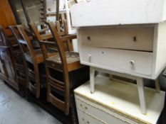 FURNITURE to include barley-twist oak dresser, four kitchen chairs, white bedroom furniture