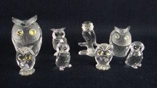 COLLECTION OF SWAROVSKI CRYSTAL BOXED OWLS (7 in total), some not in original boxes/holders