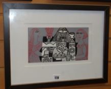 HILKE McINTYRE limited edition (2/16) lithograph - two figures taking afternoon tea, entitled on