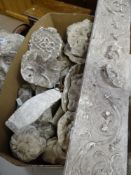 BOX CONTAINING VARIOUS VICTORIAN PLASTER MAQUETTES with architectural designs including acanthus