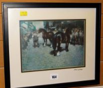 ANEURIN JONES colour print - Welsh horse fair, signed in pencil, 19 x 25cms