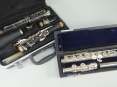 MODERN CASED CLARINET BY ODYSSEY, together with cased flute by T Jones