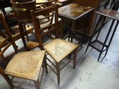 RECTANGULAR BARLEY TWIST LEG TABLE, planter stand and two cane seated chairs