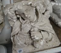 VICTORIAN PLASTER MAQUETTE pillar top carving with carved acanthus leaf decoration and depicting a