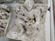 VICTORIAN PLASTER MAQUETTE of a kneeling male with a basket of fruit, 34 x 32cms Provenance:PLEASE