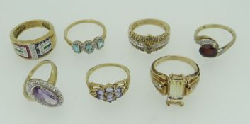 PARCEL OF 14K GOLD STONE SET RINGS OF VARIOUS DESIGN to include diamonds, QVC ETC 25.4 grams (7)