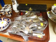 LOOSE & BOXED CUTLERY with small EPNS galleried tray