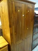 MODERN MORRIS OF GLASGOW TWO DOOR WARDROBE in dark wood, 191cms tall x 91cms wide