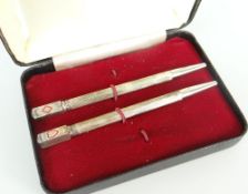 TWO STERLING SILVER BRIDGE PROPELLING PENCILS IN CASE