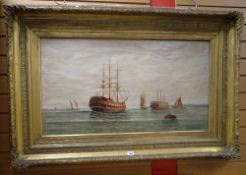 JOHN LOVELL oil on canvas - maritime scene with various vessels, signed and dated 1885 (in good