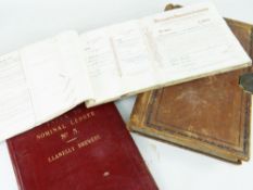 THREE LATE VICTORIAN LEDGERS including a red leather bound 'Index to Nominal Ledger No. 5 Llanelly