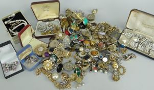 PARCEL OF COSTUME JEWELLERY including earrings, brooches ETC