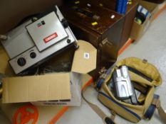 A VINTAGE CINEREX 8mm PROJECTOR MODEL 707, together with a vintage cased slide projector and a