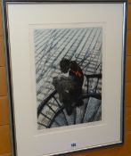 PETER KOSOWICZ limited edition (39/50) coloured etching - two figures, entitled 'The Age of Travel',