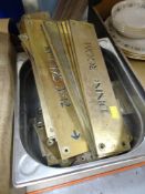 COLLECTION OF SCREW ON BRASS DOOR PLATES, 'dining room', 'reception' etc together with a
