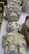 FOUR VICTORIAN PLASTER MAQUETTES of pillar tops with acanthus leaf decoration Provenance:PLEASE