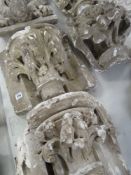 TWO VICTORIAN PLASTER MAQUETTES of pillar tops with carved bird decoration, together with another (
