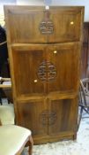 A VINTAGE THREE SECTION ORIENTAL CABINET, 170cms tall x 81cms wide