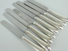 SET OF EIGHT SILVER HANDLED KNIVES (MODERN)