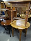 CAST METAL CIRCULAR PUB TABLE (as found), together with two wooden pub tables Provenance: S A
