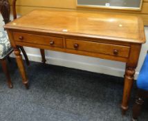 TWO DRAWER ANTIQUE MAHOGANY SIDE TABLE, 105cms wide
