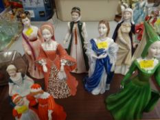 GROUP OF EIGHT COALPORT FIGURES FROM THE SERIES 'HOUSE OF YORK', Lancaster and Hanover ETC