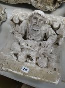 VICTORIAN PLASTER MAQUETTE with carved decoration showing man shearing a ram, 33 x 31cms