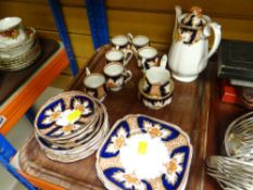 ROYAL ALBERT 'ROYALTY' COFFEE SET (one cup damaged) with surplus items in matching pattern