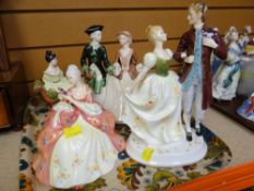 THREE ROYAL DOULTON FIGURES including 'Young Love' HN2735, 'At Ease' HN2473 and 'Wistful' HN2396,