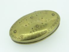 BRASS SNUFF BOX ENGRAVED 'Arthur Johns 1905 Maesteg'