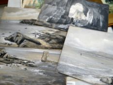 UNFRAMED WATERCOLOURS ON CARD of various beaches and bays on the Gower and Pembrokeshire coast