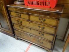 ANTIQUE GEORGIAN MAHOGANY CHEST OF DRAWERS with two short above three long, 92cms tall